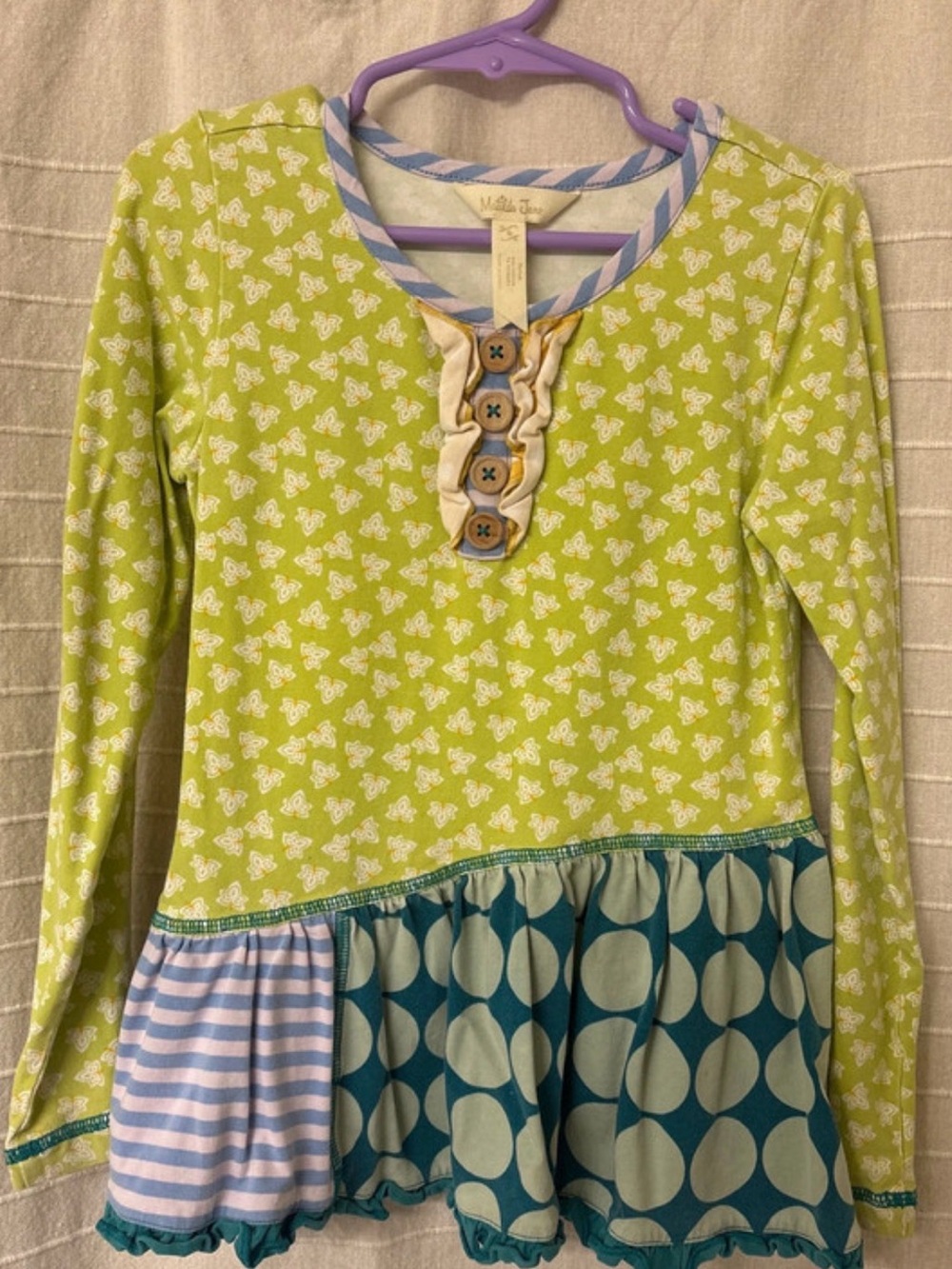 Matilda Jane Lime Green Mixed-Print Long Sleeve Peplum Top